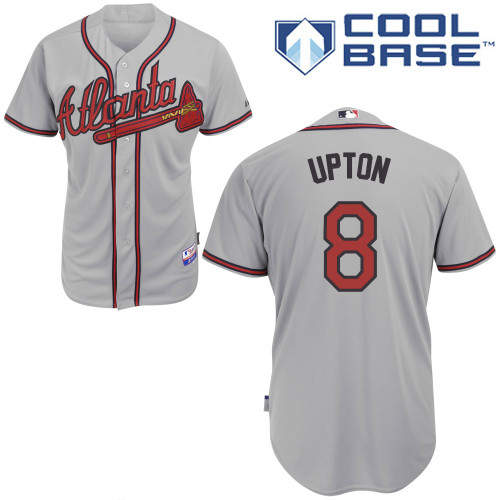 Justin Upton #8 mlb Jersey-Atlanta Braves Women's Authentic Road Gray Cool Base Baseball Jersey